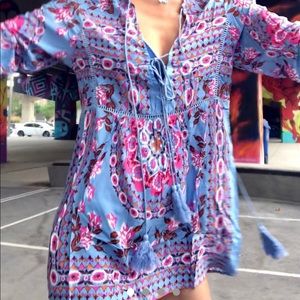 BohoBeachQueen Floral Blouse S